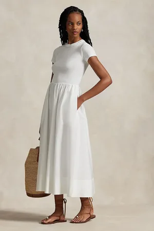 Ralph Lauren Sukienka bawełniana kolor midi rozkloszowana 211966311