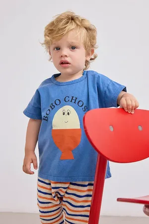 Bobo Choses T-shirt bawełniany niemowlęcy Morning Egg kolor z nadrukiem 125AB011
