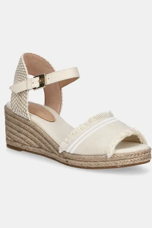 Tommy Hilfiger Sandały FRINGE CANVAS MEDIUM WEDGE kolor FW0FW08879