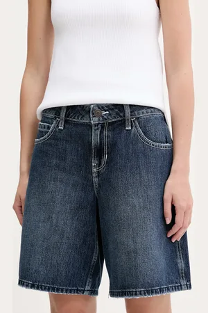 Hollister Szorty jeansowe damskie kolor gładkie high waist KI349-5221