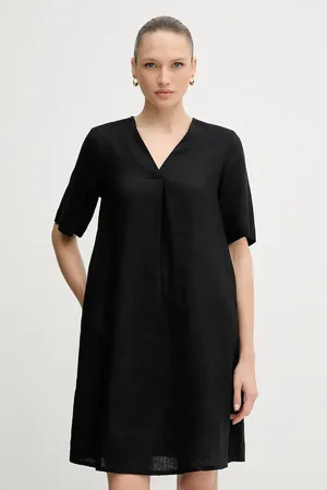 Benetton Sukienka lniana kolor mini oversize 4AGHDV0B0