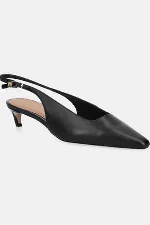 Tommy Hilfiger Szpilki skórzane SQUARED TOE KITTEN SLINGBACK kolor FW0FW08711