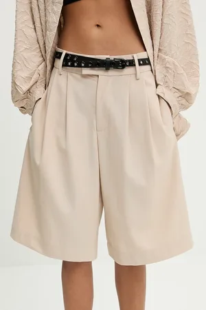 ANSWEAR Lab szorty z domieszką wełny damskie kolor gładkie high waist