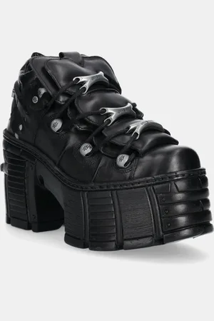 New Rock Botki skórzane CRUST NEGRO damskie kolor na słupku M-TM106-C2