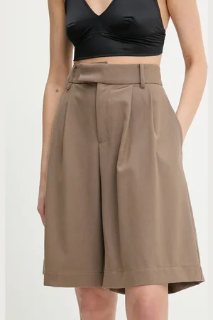 ANSWEAR Lab szorty z domieszką wełny damskie kolor gładkie high waist