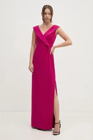 Ralph Lauren Sukienka kolor bordowy maxi rozkloszowana
