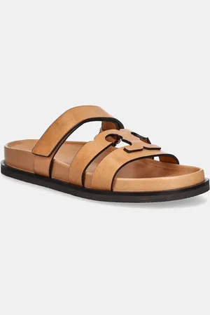 Tory Burch Klapki skórzane Ines Sport damskie kolor 168791-200