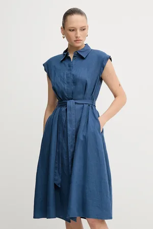 Benetton Sukienka lniana kolor mini rozkloszowana 4AGHDV0B1