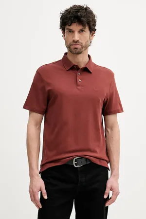 Calvin Klein Polo bawełniane męski kolor bordowy gładki LV04LB276G
