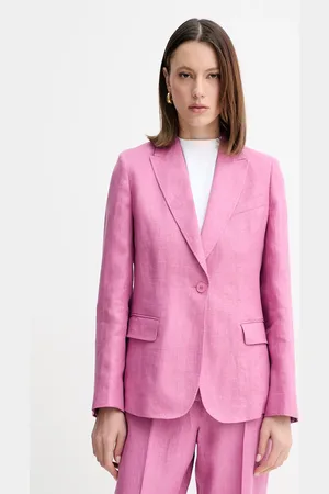 Max Mara Marynarka lniana kolor jednorzędowa gładka 2515041012600