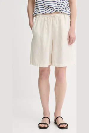 Marc O’ Polo Szorty lniane damskie kolor gładkie high waist 504011215049