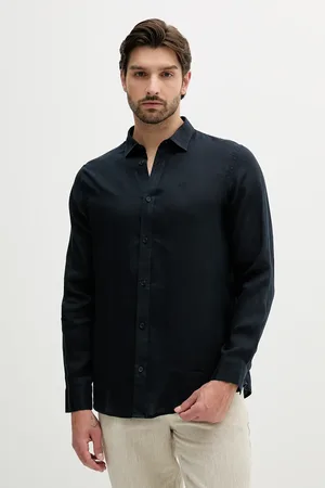 Armani Exchange Koszula lniana męska kolor regular z kołnierzykiem klasycznym XM001221 AF14619