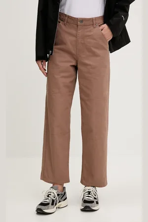The North Face Spodnie bawełniane Cedar Canvas Work damskie kolor proste high waist NF0A8B9D6IH1