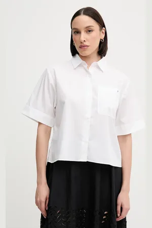Tommy Hilfiger Koszula bawełniana damska kolor relaxed z kołnierzykiem klasycznym WW0WW44717