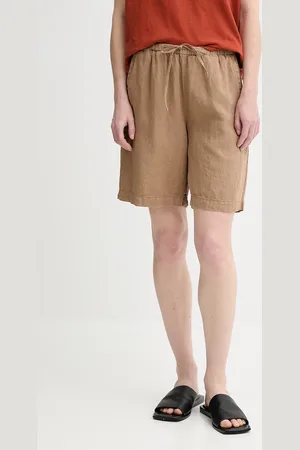 Marc O’ Polo Szorty lniane damskie kolor gładkie high waist 504011215049