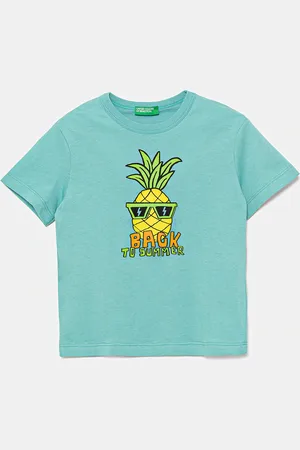 Benetton T-shirt bawełniany dziecięcy kolor z nadrukiem 3I1XG10JM