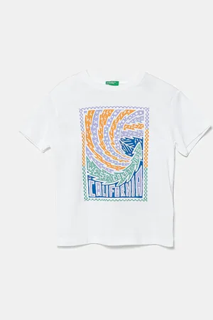 Benetton T-shirt bawełniany dziecięcy kolor z nadrukiem 3I1XC10P7