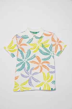 Benetton Polo bawełniane dziecięce kolor wzorzysty 36Y4C301W