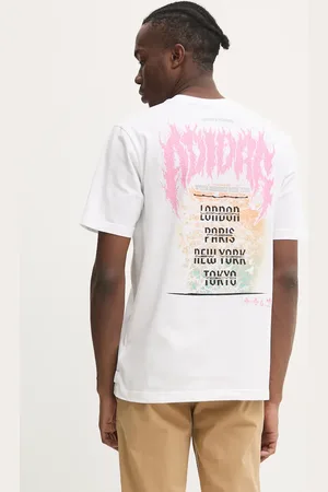 adidas T-shirt bawełniany Q12 TS DEATH męski kolor beżowy z nadrukiem JD0665