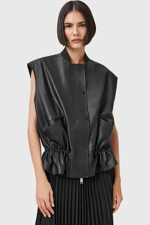 AllSaints Bezrękawnik skórzany SOFI damski kolor przejściowy W060LC