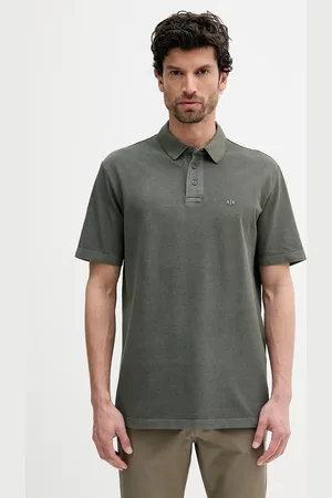 Armani Exchange Polo bawełniane męski kolor czarny gładki XM000509 AF13055