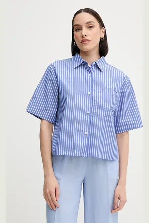 Tommy Hilfiger Koszula bawełniana damska kolor relaxed z kołnierzykiem klasycznym WW0WW44717