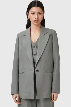 AllSaints Marynarka z domieszką lnu AVERIE kolor jednorzędowa gładka W043QC
