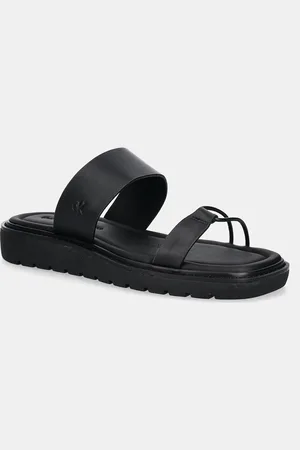 Calvin Klein Klapki skórzane ROPE SANDAL SOFT LTH MG damskie kolor YW0YW01864