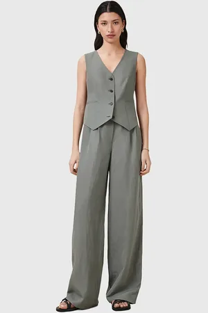 AllSaints Spodnie AVERIE damskie kolor szerokie medium waist W045QC