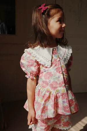 Konges Sløjd Bluzka bawełniana dziecięca COEUR COLLAR SHIRT GOTS kolor wzorzysta KS102850