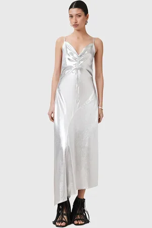 AllSaints Sukienka ALEXIA kolor midi prosta W203DC