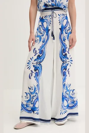 Farm Rio Spodnie damskie kolor szerokie high waist 329288
