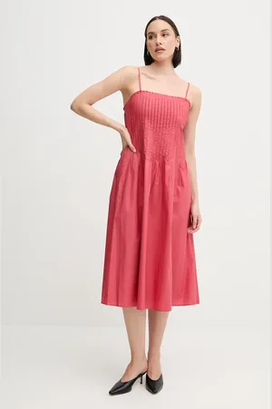 Sisley Sukienka bawełniana kolor midi rozkloszowana 4XUCLV076