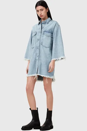 AllSaints Sukienka jeansowa FAYE kolor mini prosta W221DC