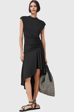 AllSaints Sukienka ANNALIE kolor midi rozkloszowana W159DC