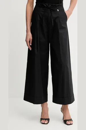 Liu Jo Spodnie bawełniane damskie kolor szerokie high waist WA5276.T3051