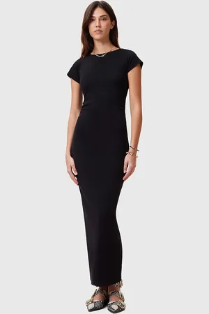 AllSaints Sukienka bawełniana KATARINA kolor maxi dopasowana W253DC