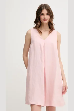 Benetton Sukienka lniana kolor mini rozkloszowana 4AGHDV0AX