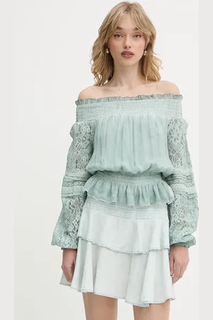 Guess Bluzka z domieszką jedwabiu AUDREY damska kolor wzorzysta W5GH0S WE550