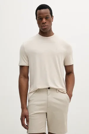 Guess T-shirt z domieszką lnu męski kolor gładki 5GHI00 6315A