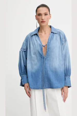 Pinko Bluzka jeansowa damska kolor gładka 104630 A2DT