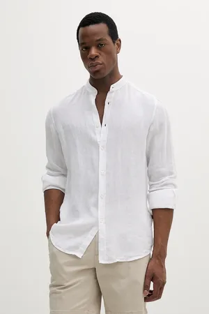 HUGO BOSS Koszula lniana męska kolor regular ze stójką 50537369