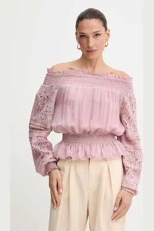 Guess Bluzka z domieszką jedwabiu AUDREY damska kolor wzorzysta W5GH0S WE550