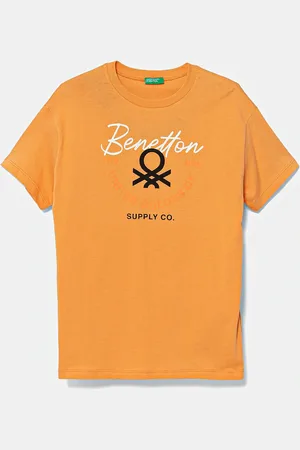 Benetton T-shirt bawełniany dziecięcy kolor z nadrukiem 3I1XC10OO