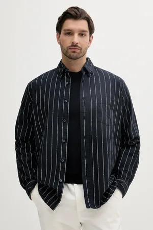 HUGO BOSS Koszula z domieszką lnu męska kolor relaxed z kołnierzykiem button-down 50538296