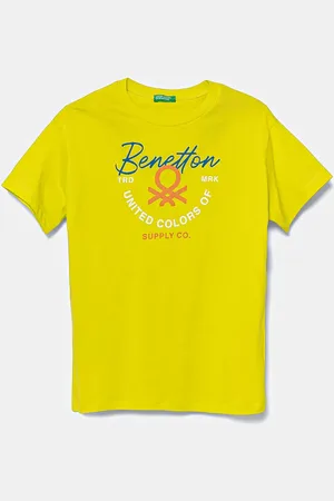 Benetton T-shirt bawełniany dziecięcy kolor z nadrukiem 3I1XC10OO