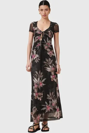 AllSaints Sukienka GABBY kolor midi rozkloszowana W237DC