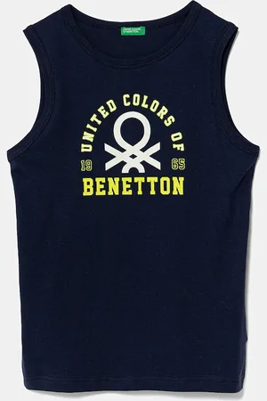 Benetton Top bawełniany dziecięcy kolor z nadrukiem 3I1XCH01W