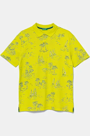 Benetton Polo bawełniane dziecięce kolor wzorzysty 36Y4C301W