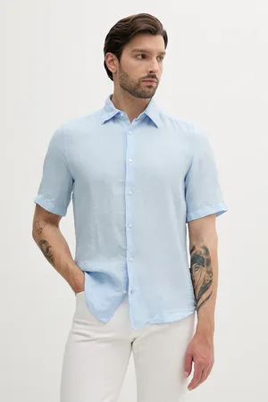 HUGO BOSS Koszula lniana męska kolor regular z kołnierzykiem klasycznym 50537382